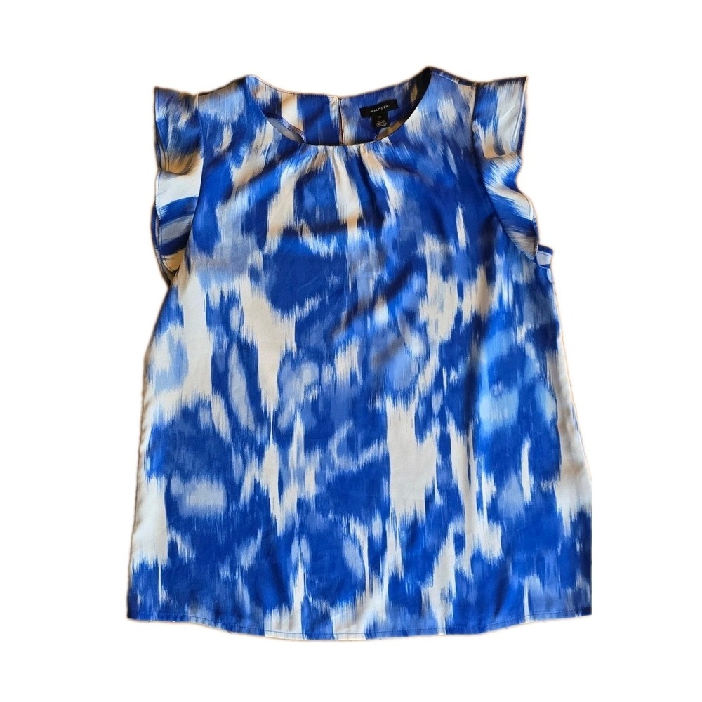 Halogen Abstract Modern Blue Office Teacher Professional Sleeveless Blouse M